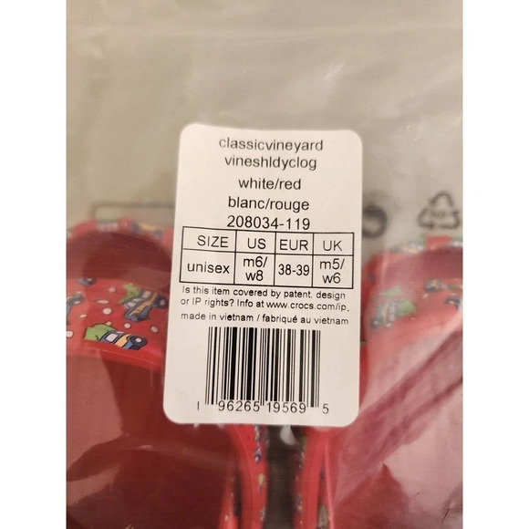 New CROCS Classic VINEYARD VINES Holiday Clog Size M6/W8 Red - Picture 10 of 10